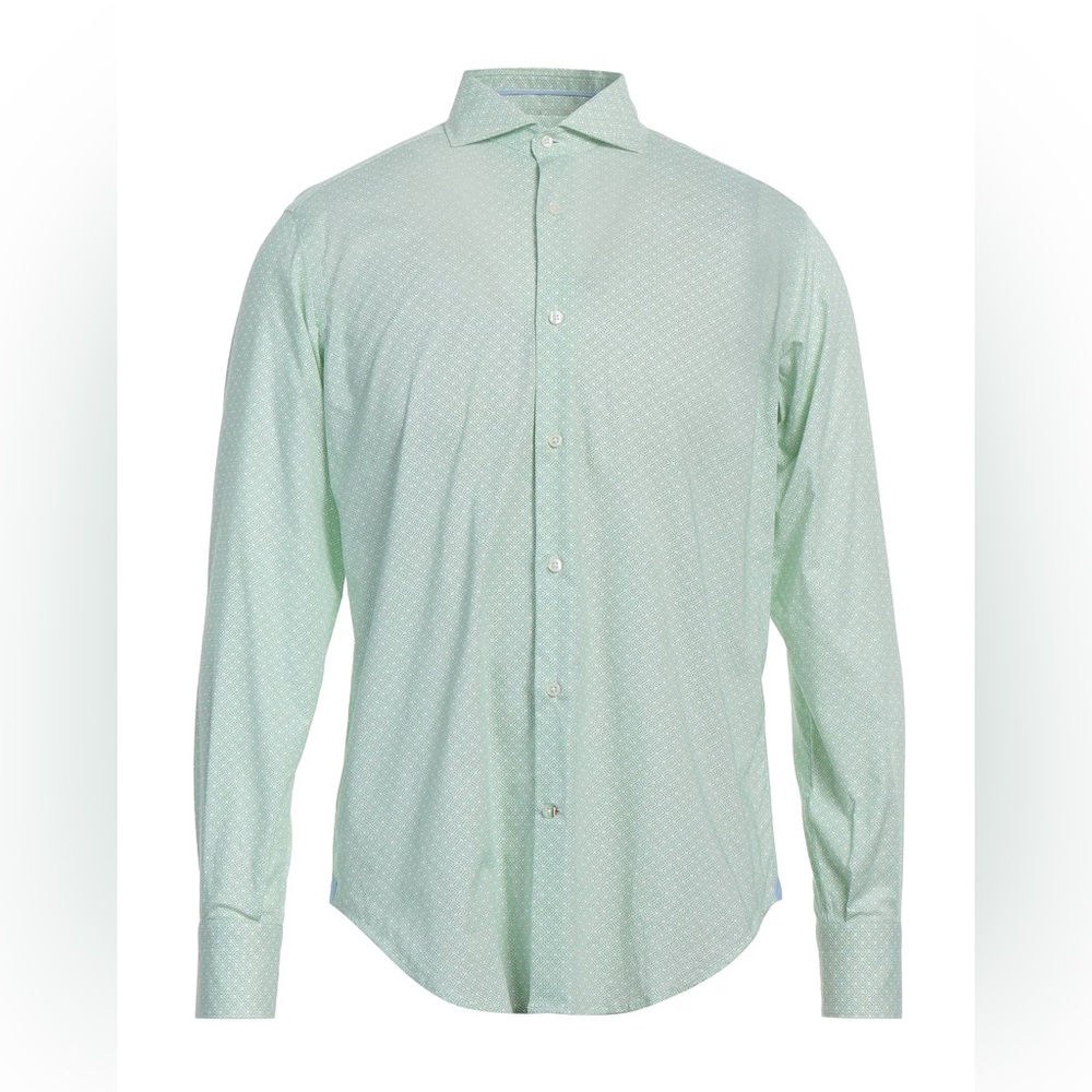 Mint Green Pattern Dress Shirt w Long Sleeves and Contemporary Fit Size IT Large